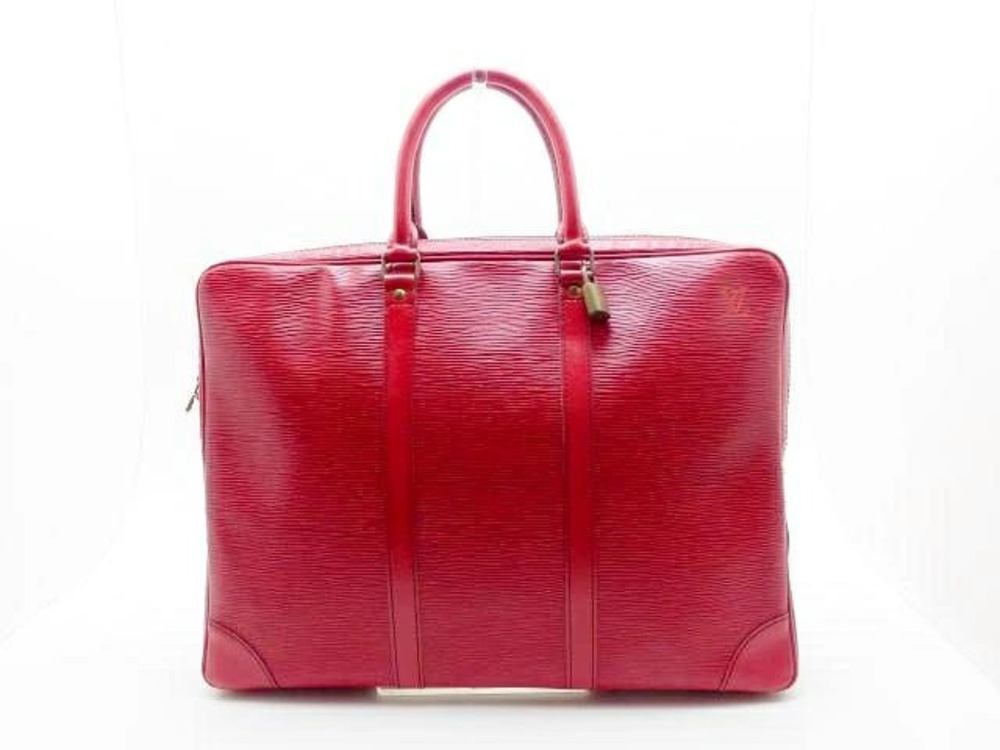 LOUIS VUITTON Port Voyage Handbag Epi Leather Castilian Red